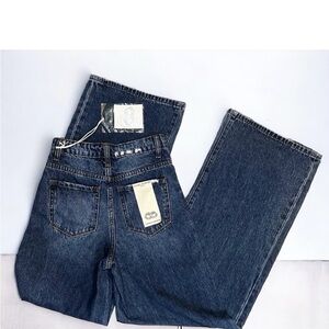 Mashed Potatoes Distressed Cotton Denim Wide Leg Jeans